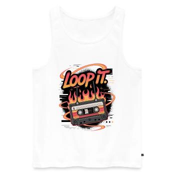 Retro Kassette Loop It Musikdesign - Männer Premium Bio Tank Top - Weiß - Vorne - Michal (187cm)