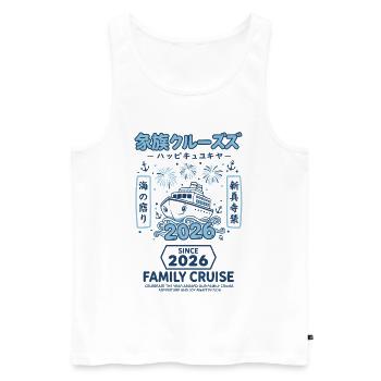Croisière en famille 2026 Célébrer l’Année de l’Aventure - Débardeur bio Premium Homme - blanc - Devant - AI Model Male 178 light (178cm)