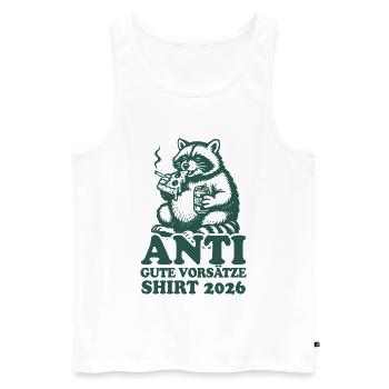Waschbär | Anti gute Vorsätze 2026 - Männer Premium Bio Tank Top - Weiß - Vorne - AI Model Male 178 light (178cm)