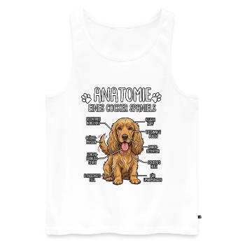 Cocker Spaniel : La vraie anatomie - Débardeur bio Premium Homme - blanc - Devant - Michal (187cm)