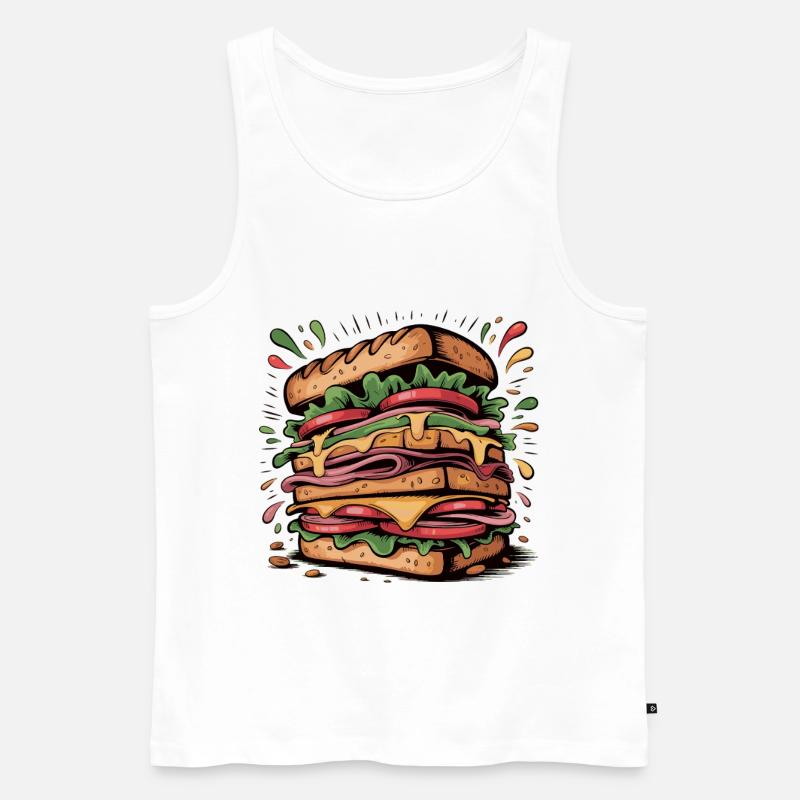 Burger Pop Art Explosion - Männer Premium Bio Tank Top - Weiß