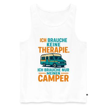 slogan camping Camping, j’ai besoin de mon camping-car - Débardeur bio Premium Homme - blanc - Devant - AI Model Male 178 light (178cm)