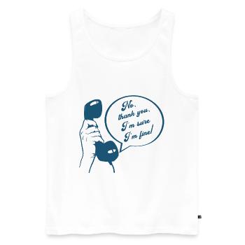 Retro Phone Design Funny Conversation  I'm Fine - Men's Premium Organic Tank Top - white - Front - AI Model Male 178 light (178cm)