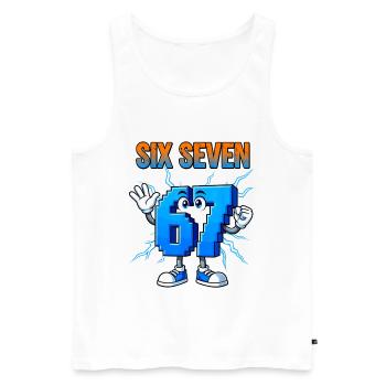 67 Gen Alpha Six Sieben Italienisch 6 7 Brainrot - Männer Premium Bio Tank Top - Weiß - Vorne - AI Model Male 178 light (178cm)