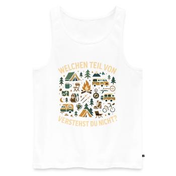 Camping which part you understand, adventure saying - Men's Premium Organic Tank Top - white - Front - AI Model Male 178 light (178cm)