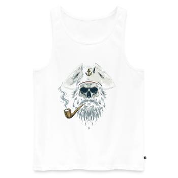 Capitaine Skull Sailor Bateau nautique Sea Lake - Débardeur bio Premium Homme - blanc - Devant - AI Model Male 178 light (178cm)