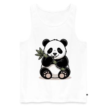 Panda mit Bambusstock - Männer Premium Bio Tank Top - Weiß - Vorne - Michal (187cm)