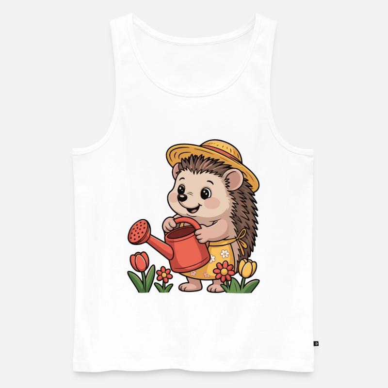 Gärtner-Igel mit Strohhut - Männer Premium Bio Tank Top - Weiß