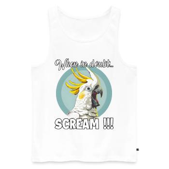 Cadeau créatif pour les amateurs de cacatoès et d’oiseaux - Débardeur bio Premium Homme - blanc - Devant - Michal (187cm)