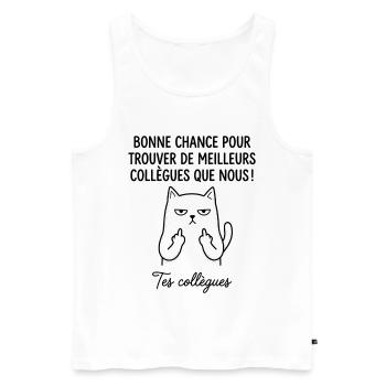 Départ collègue travail nouvel emploi bonne chance - Débardeur bio Premium Homme - blanc - Devant - Michal (187cm)