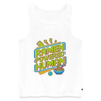 Ramen Powered Human Loves Noodle Bowl Ramen Chef - Men's Premium Organic Tank Top - white - Front - Michal (187cm)