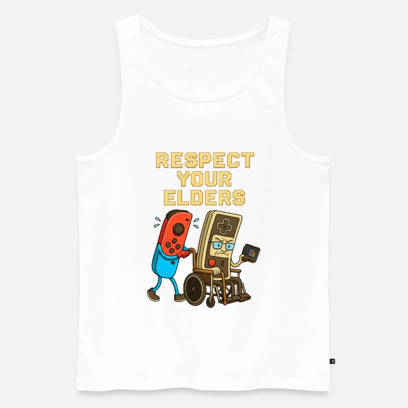 Respect Your Elders Gaming Control Retro  - Männer Premium Bio Tank Top - Weiß