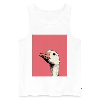 Judgmental Goose Illustration – Funny Animal Art D - Männer Premium Bio Tank Top - Weiß - Vorne - AI Model Male 178 light (178cm)