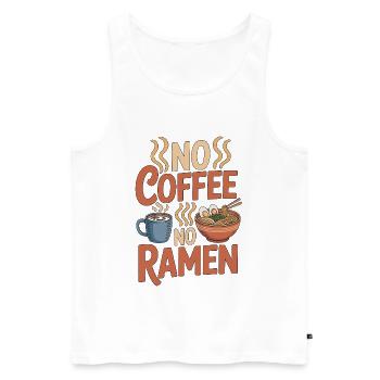 Ramen sans café sans bol de nouilles, amateur de café - Débardeur bio Premium Homme - blanc - Devant - Michal (187cm)