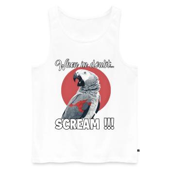 Screaming African grey parrot T, funny parrot - Men's Premium Organic Tank Top - white - Front - Michal (187cm)