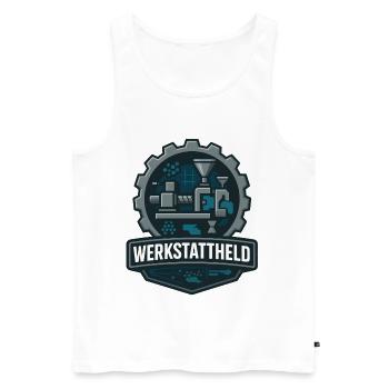 Workshop Hero, Plastic Machine - Men's Premium Organic Tank Top - white - Front - AI Model Male 178 light (178cm)