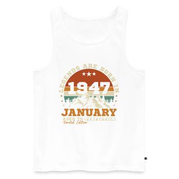 Janvier 1947 Vintage Rétro Cadeau D'anniversaire - Débardeur bio Premium Homme - blanc - Devant - Michal (187cm)