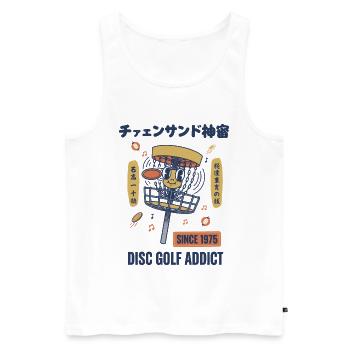 Seit 1975 Disc-Golf-Süchtiger – lustiger Disc-Golfer - Männer Premium Bio Tank Top - Weiß - Vorne - AI Model Male 178 light (178cm)