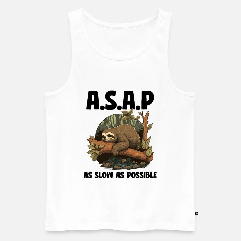 Sloth ASAP As Slow As Possible - Men's Premium Organic Tank Top - white