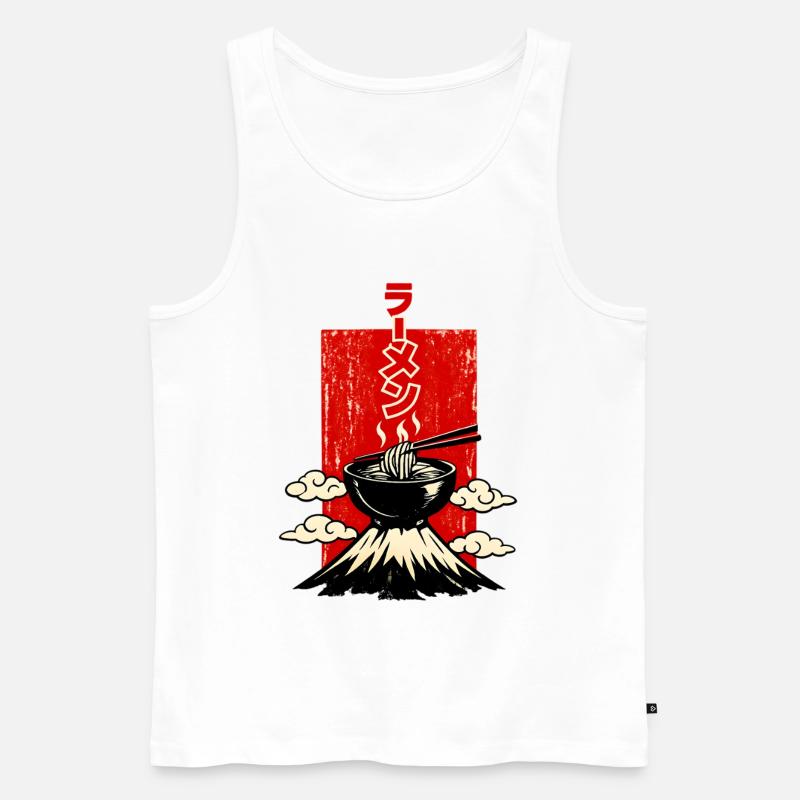 Ramen ラーメン Schale Auf Vulkan Japan Style - Männer Premium Bio Tank Top - Weiß