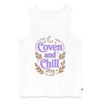 Witchcraft Coven And Chill Tarot Reading Wicca - Men's Premium Organic Tank Top - white - Front - AI Model Male 178 light (178cm)