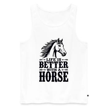 Life is Better with a Horse Reiter Statement - Men's Premium Organic Tank Top - white - Front - Michal (187cm)