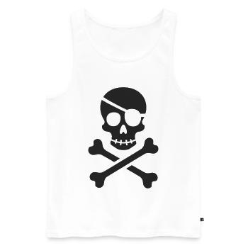 Klassischer Jolly Roger Piraten Totenkopf - Männer Premium Bio Tank Top - Weiß - Vorne - AI Model Male 178 light (178cm)