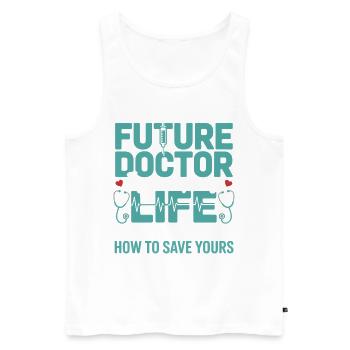 Future déclaration de sauveteur médecin - Débardeur bio Premium Homme - blanc - Devant - Michal (187cm)
