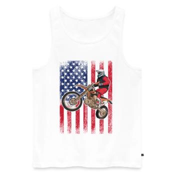 Drapeau américain du vélo de cross, - Débardeur bio Premium Homme - blanc - Devant - AI Model Male 178 light (178cm)