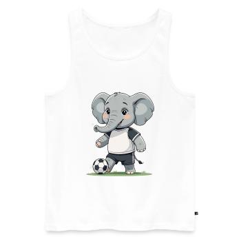 Elefant Fußballkicker - Männer Premium Bio Tank Top - Weiß - Vorne - AI Model Male 178 light (178cm)
