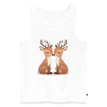 Motif de baiser en duo de cerfs câlins - Débardeur bio Premium Homme - blanc - Devant - AI Model Male 178 light (178cm)