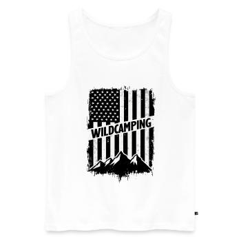 Drapeau des Montagnes des États-Unis de camping sauvage - Débardeur bio Premium Homme - blanc - Devant - Michal (187cm)