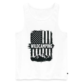 Drapeau des Montagnes des États-Unis de camping sauvage - Débardeur bio Premium Homme - blanc - Devant - Michal (187cm)