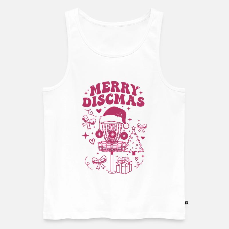 Fröhliche Discmas lustiger Disc-Golf-Korb Flugscheiben - Männer Premium Bio Tank Top - Weiß