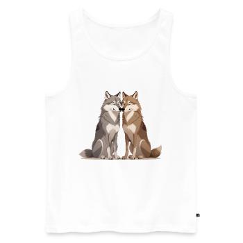 Umarmende Wölfe Duo - Männer Premium Bio Tank Top - Weiß - Vorne - AI Model Male 178 light (178cm)