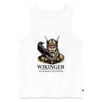 Viking Viking Legend Sailor Odin Raven Fighter - Men's Premium Organic Tank Top - white - Front - Michal (187cm)