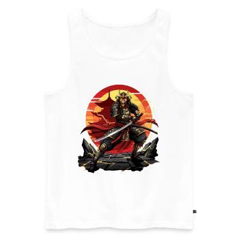 Otaku Samurai Krieger Japan Katana Design - Männer Premium Bio Tank Top - Weiß - Vorne - Michal (187cm)