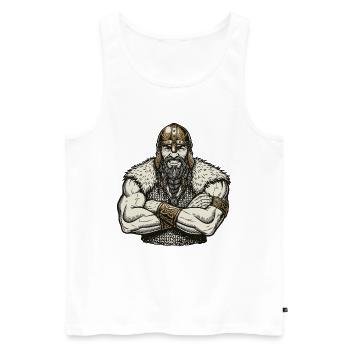 Légende viking viking marin Odin Raven Fighter - Débardeur bio Premium Homme - blanc - Devant - Michal (187cm)