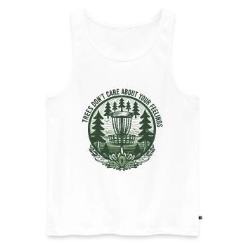 Bäume kümmern sich nicht um deine Gefühle Disc Golf - Männer Premium Bio Tank Top - Weiß - Vorne - AI Model Male 178 light (178cm)