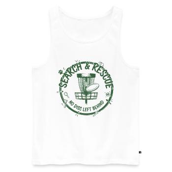 Recherche et sauvetage : aucun disque laissé derrière Disc golf - Débardeur bio Premium Homme - blanc - Devant - AI Model Male 178 light (178cm)