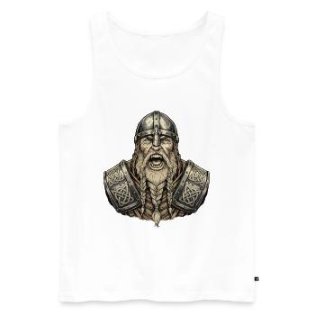 Viking Viking Legend Sailor Odin Raven Fighter - Men's Premium Organic Tank Top - white - Front - Michal (187cm)
