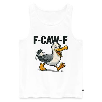 lustige möwe spruch, f caw f - Männer Premium Bio Tank Top - Weiß - Vorne - AI Model Male 178 light (178cm)