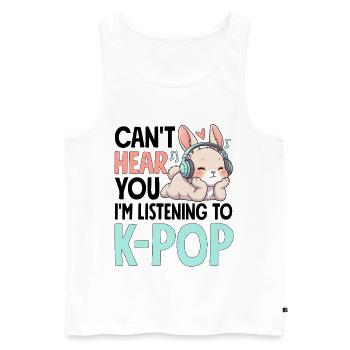Je ne t’entends pas en écoutant de la K-Pop - Débardeur bio Premium Homme - blanc - Devant - Michal (187cm)