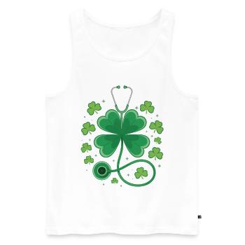 Kleeblatt-Stethoskop Design - Männer Premium Bio Tank Top - Weiß - Vorne - AI Model Male 178 light (178cm)