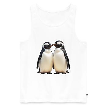Kuschelpinguin-Duo im Blick - Männer Premium Bio Tank Top - Weiß - Vorne - AI Model Male 178 light (178cm)