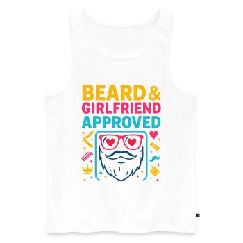 Beard Girlfriend Approved, Valentine's Day Gift - Men's Premium Organic Tank Top - white - Front - AI Model Male 178 light (178cm)