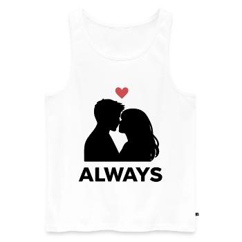 Minimal Heart Love, Valentine's Day Girlfriend Boyfriend - Men's Premium Organic Tank Top - white - Front - Michal (187cm)