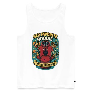 Son sweat à capuche préféré, cadeau de la Saint-Valentin - Débardeur bio Premium Homme - blanc - Devant - Michal (187cm)