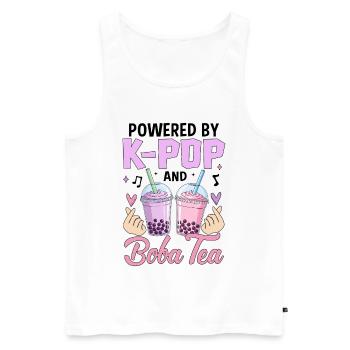 Powered By K Pop And Boba Tea - Men's Premium Organic Tank Top - white - Front - AI Model Male 178 light (178cm)