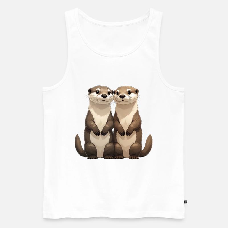 Zwei niedliche Erdmännchen - Männer Premium Bio Tank Top - Weiß
